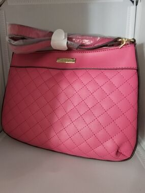 Quilted Pink Crossbody Shoulder Bag - Fashion Handbag